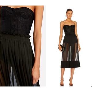 Alexis Inasia Pleated Midi Dress Black Size Small